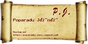 Poparadu Júnó névjegykártya
